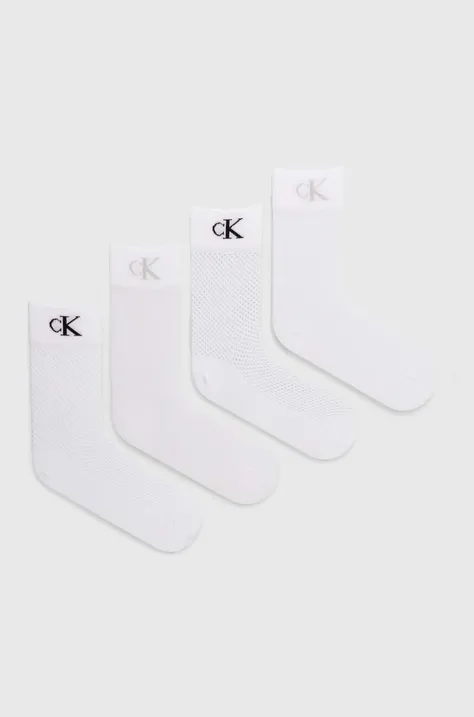 Calvin Klein Jeans sosete 4-pack femei, culoarea alb, 701229687