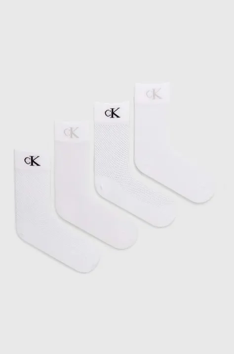 Čarape Calvin Klein Jeans 4-pack za žene, boja: bijela, 701229687