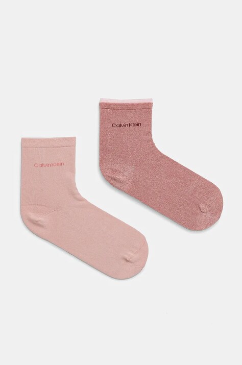 Calvin Klein sosete 2-pack femei, culoarea roz, 701229452