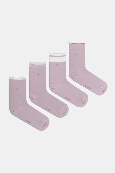 Calvin Klein zokni 4 pár lila, női, 701229442