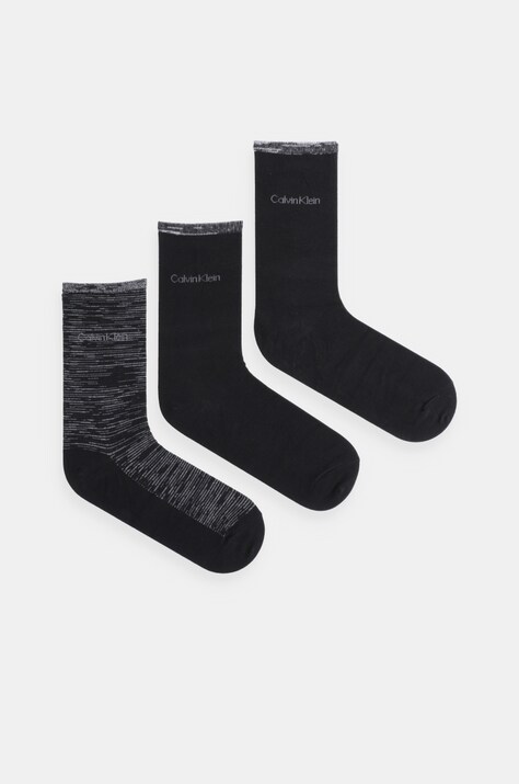 Calvin Klein sosete 3-pack femei, culoarea negru, 701229443