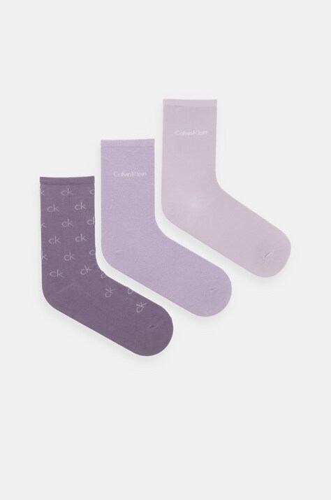 Κάλτσες Calvin Klein 3-pack χρώμα: μοβ, 701229444
