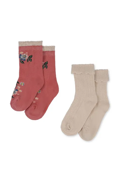 Дитячі шкарпетки Konges Sløjd 2-pack колір рожевий
