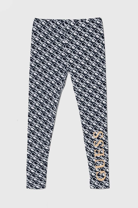 Guess legginsy dziecięce kolor granatowy wzorzyste