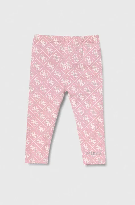 Guess legginsy dziecięce kolor różowy wzorzyste