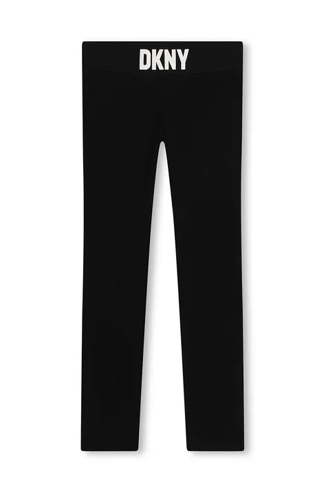 Dkny legginsy dziecięce kolor czarny z nadrukiem