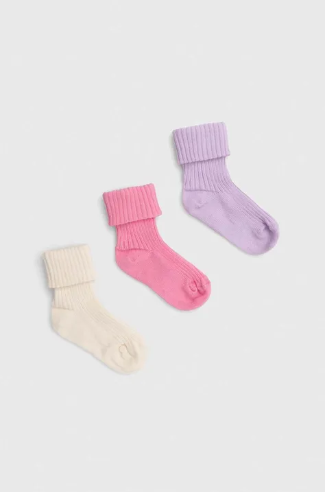 Шкарпетки для немовлят United Colors of Benetton 3-pack колір рожевий