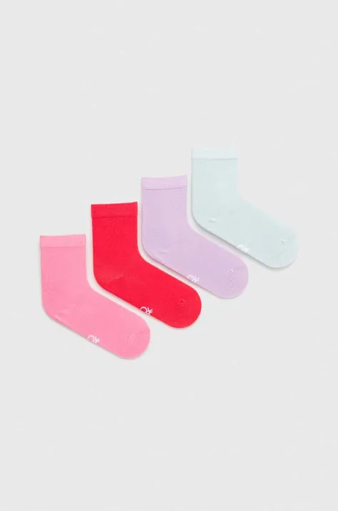 Otroške nogavice United Colors of Benetton 4-pack roza barva