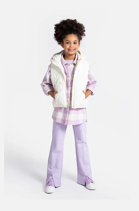 Детские хлопковые брюки Coccodrillo цвет фиолетовый однотонные