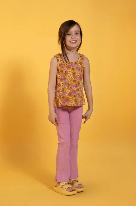 Coccodrillo legginsy bawełniane dziecięce kolor różowy gładkie