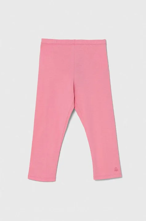 United Colors of Benetton leggins copii culoarea roz, neted