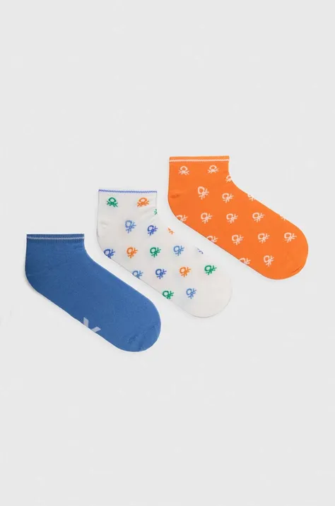 Detské ponožky United Colors of Benetton 3-pak oranžová farba