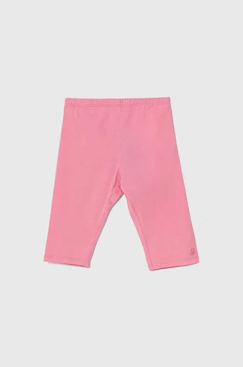 United Colors of Benetton legginsy dziecięce kolor różowy gładkie
