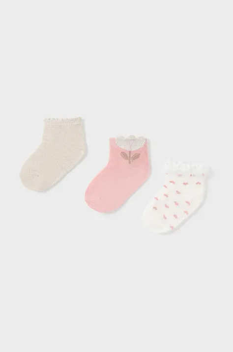 Čarapice za bebe Mayoral 3-pack boja: ružičasta