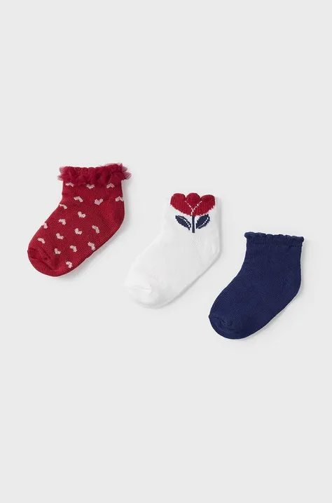 Шкарпетки для немовлят Mayoral 3-pack колір червоний