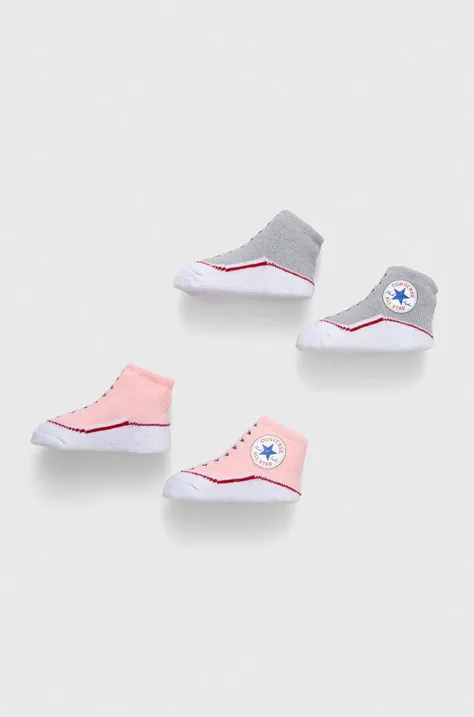 Ponožky pre bábätká Converse 2-pak ružová farba