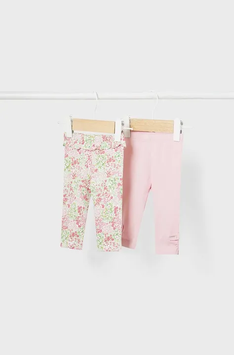 Mayoral Newborn legginsy niemowlęce 2-pack kolor różowy wzorzyste