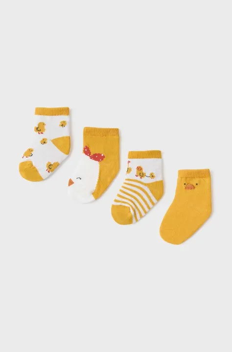 Κάλτσες μωρού Mayoral Newborn 4-pack χρώμα: κίτρινο