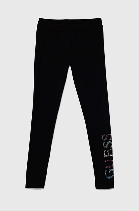 Guess leggins copii culoarea negru, cu imprimeu