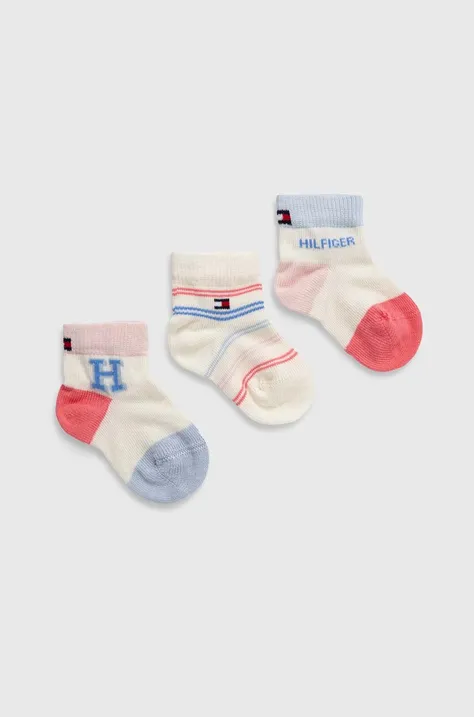 Kojenecké ponožky Tommy Hilfiger 3-pack růžová barva