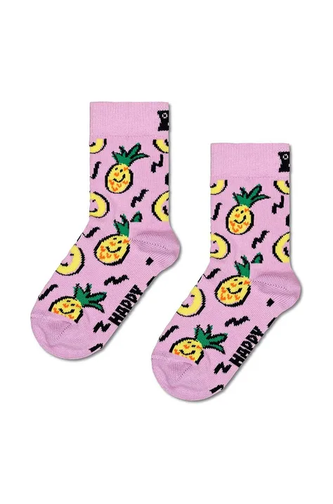 Παιδικές κάλτσες Happy Socks Kids Pineapple Sock χρώμα: ροζ