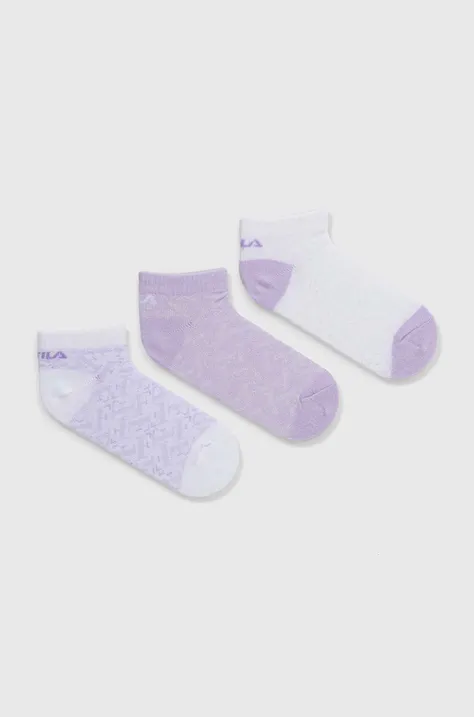 Дитячі шкарпетки Fila 3-pack колір фіолетовий