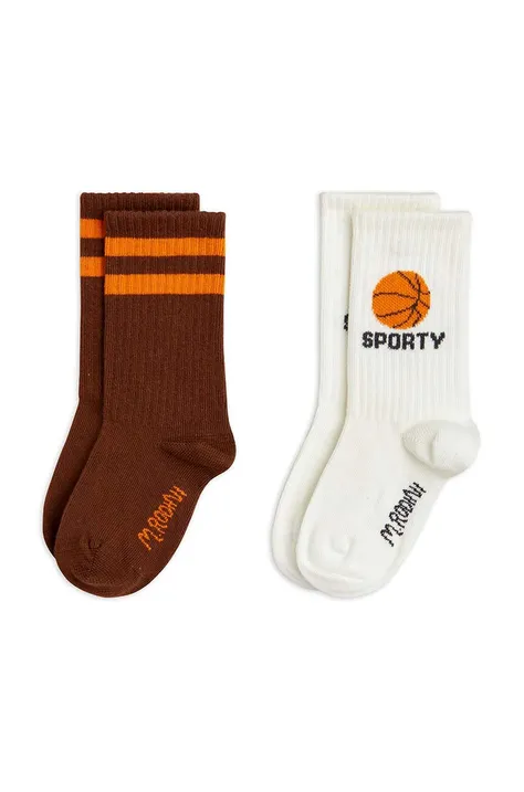 Detské ponožky Mini Rodini 2-pak Basketball hnedá farba
