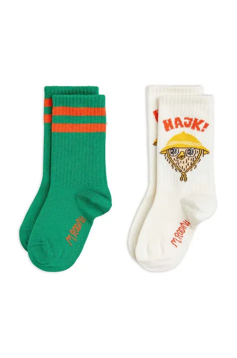 Detské ponožky Mini Rodini 2-pak Hike zelená farba