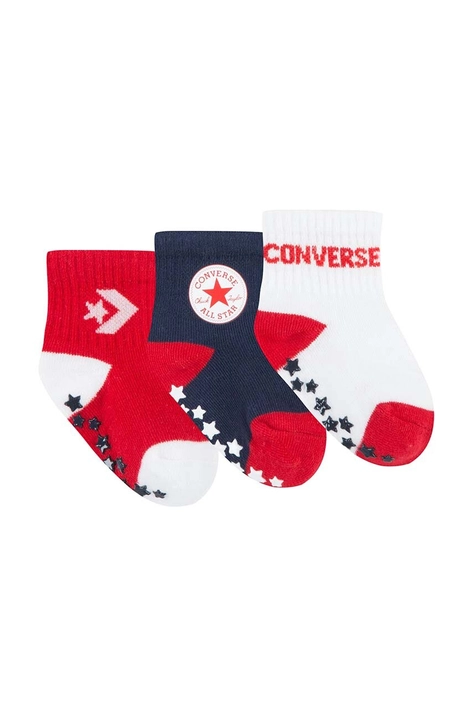 Converse sosete bebe 3-pack culoarea rosu