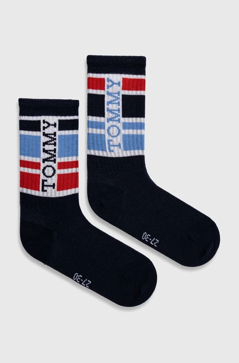 Otroške nogavice Tommy Hilfiger 2-pack mornarsko modra barva