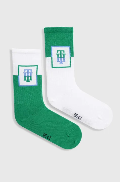 Otroške nogavice Tommy Hilfiger 2-pack zelena barva