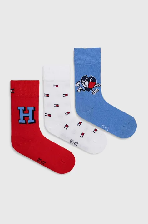 Дитячі шкарпетки Tommy Hilfiger 3-pack колір червоний