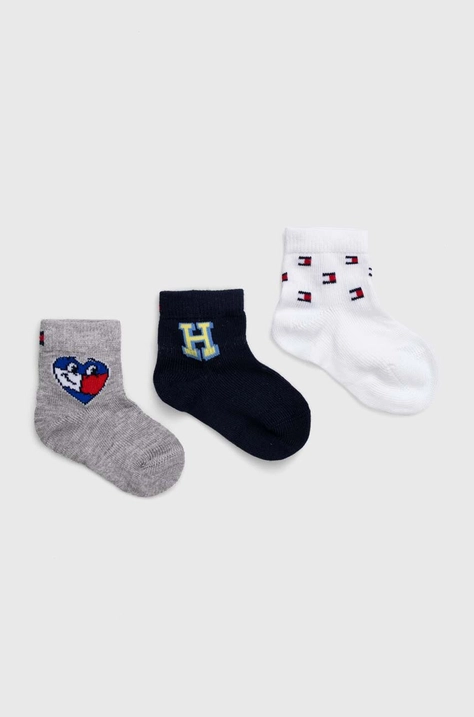 Nogavice za dojenčka Tommy Hilfiger 3-pack mornarsko modra barva