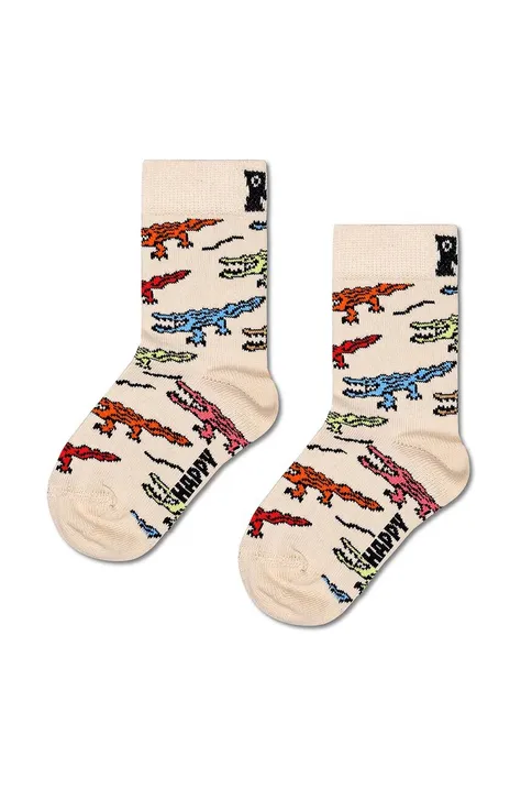 Otroške nogavice Happy Socks Kids Crocodile Sock bež barva