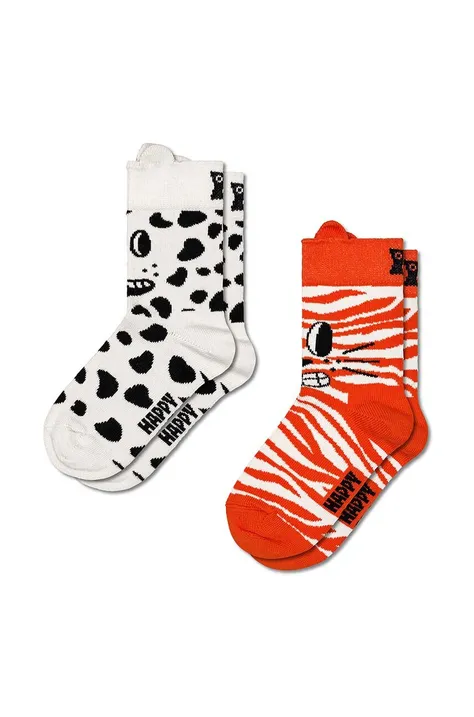 Happy Socks calzini bambino/a Kids Cat & Dog Socks pacco da 2 colore bianco
