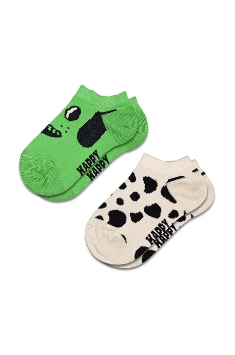 Detské ponožky Happy Socks Kids Dog Low Socks 2-pak zelená farba