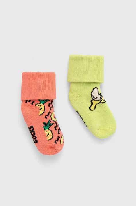 Otroške nogavice Happy Socks Kids Fruits Baby Terry Socks 2-pack rumena barva