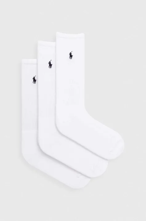 Ponožky Polo Ralph Lauren 3-pak pánske, biela farba