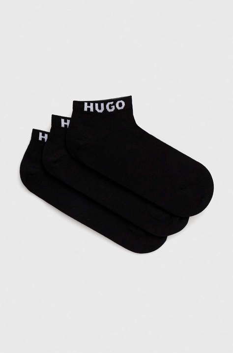 Ponožky HUGO 3-pack pánské, černá barva