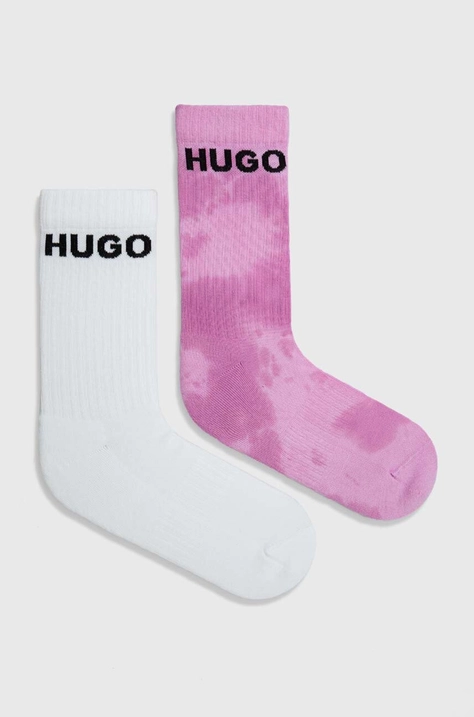 Čarape HUGO 2-pack za muškarce, boja: ružičasta