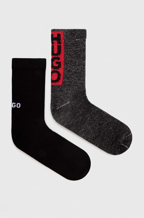 Ponožky HUGO 2-pack pánské, černá barva, 50514133