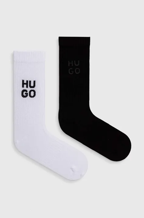 Čarape HUGO 2-pack za muškarce, boja: crna