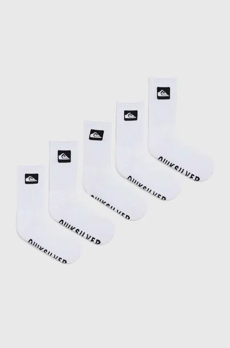 Ponožky Quiksilver 5-pack pánské, bílá barva