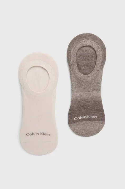 Ponožky Calvin Klein 2-pak pánske, béžová farba, 701226647
