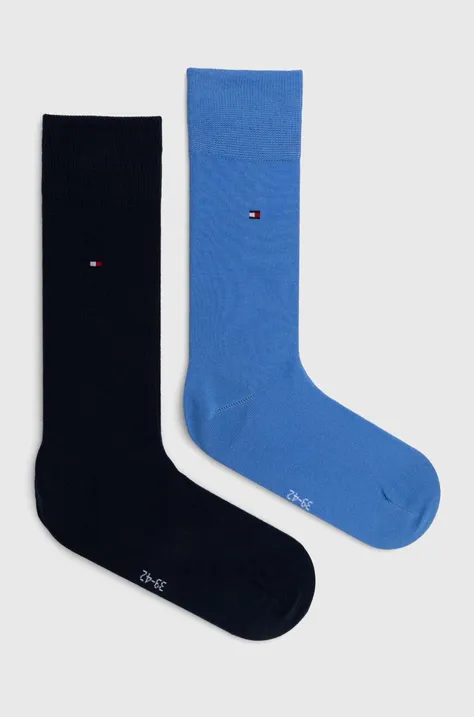 Ponožky Tommy Hilfiger 2-pak pánske, tmavomodrá farba, 371111126,