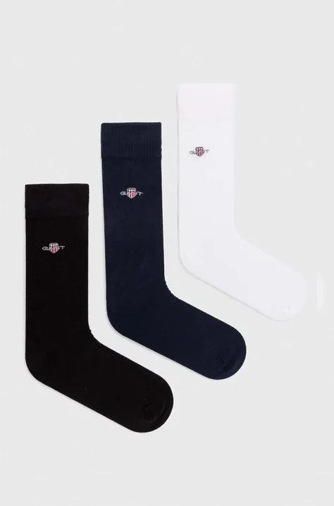 Ponožky Gant 3-pack pánské, černá barva