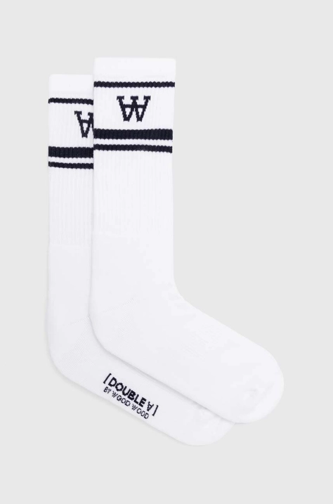 Wood Wood socks Con 2-pack men's white color 10009201.9517