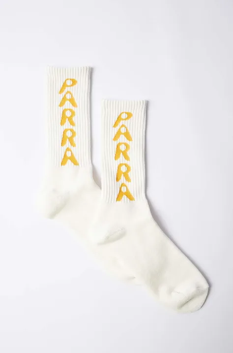 by Parra sosete Hole Logo Crew Socks barbati, culoarea alb, 51175