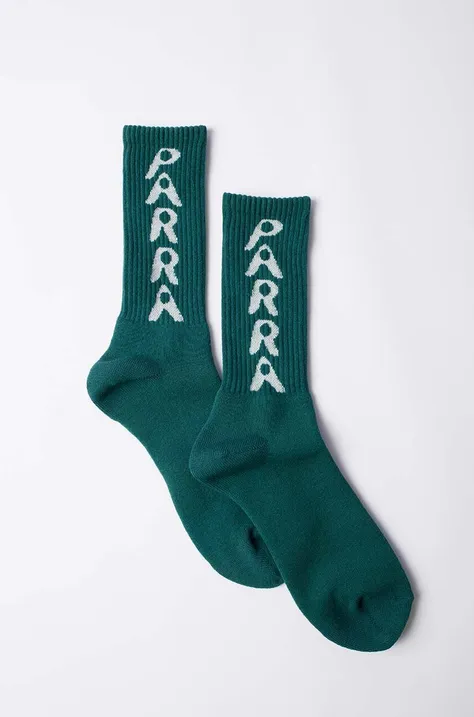Ponožky by Parra Hole Logo Crew Socks pánske, zelená farba, 51177
