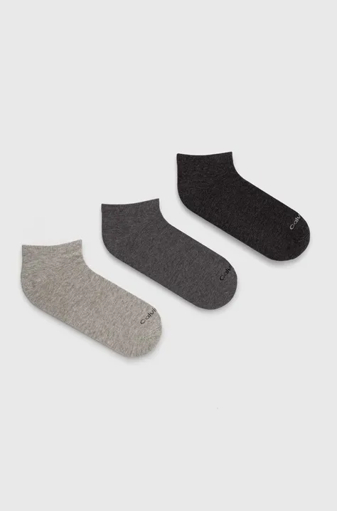 Ponožky Calvin Klein 3-pack pánské, šedá barva, 701226675